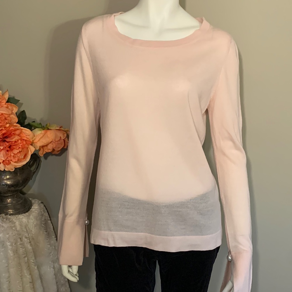 Pale pink sweater with Pearl Cuff detail S/M
